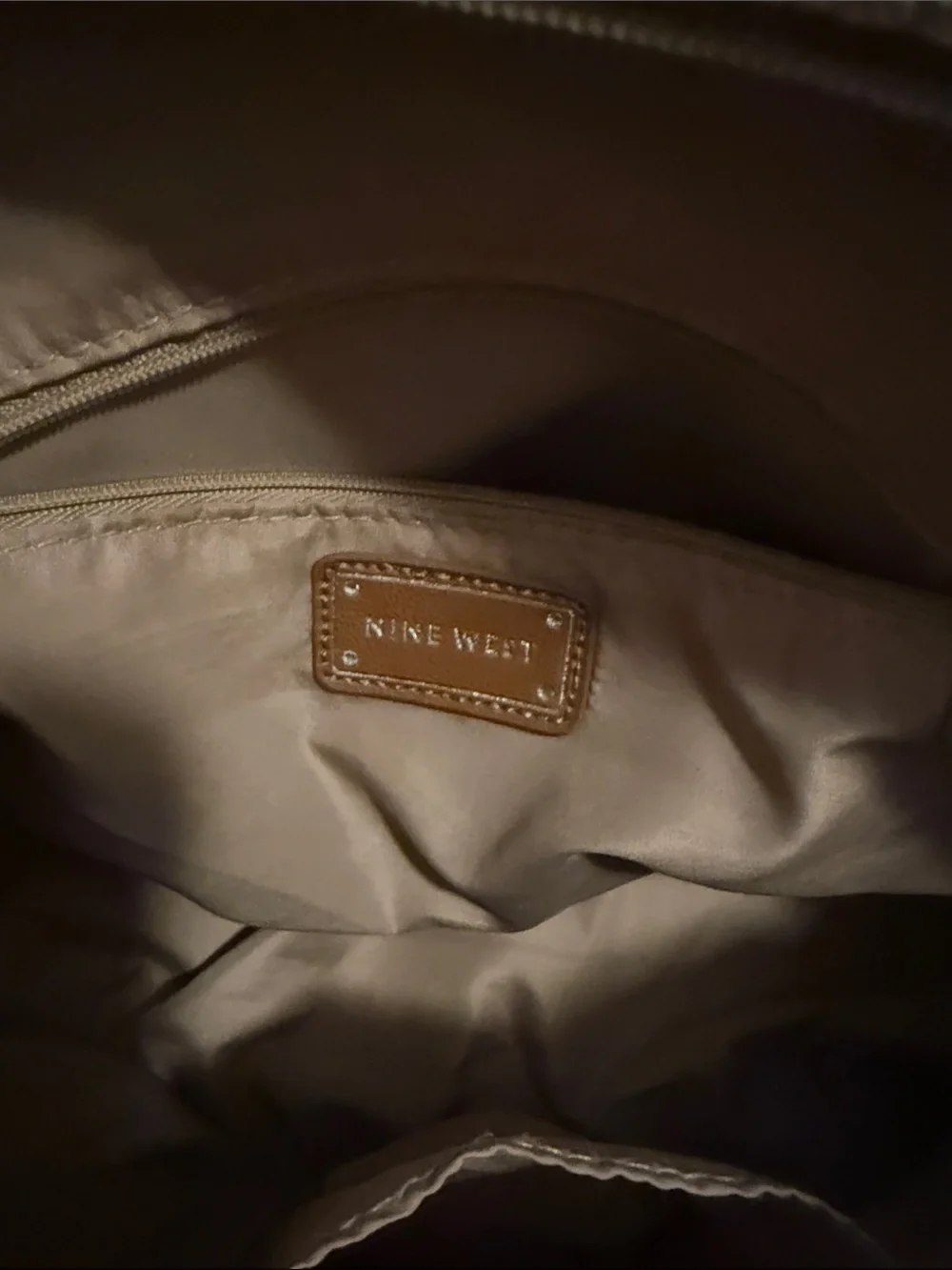 Nine West Beige and Brown Geometric Satchel